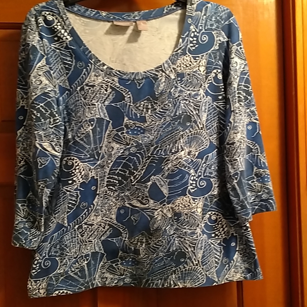 Chico size 1 print 3/4 sleeve top